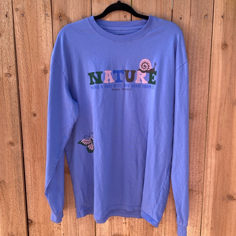Parks Project Size XL Long Sleeve TShirt Purple Nature Floral Butterfly Cotton